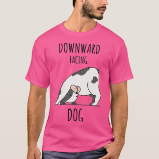 Lustigt nedåtvänd hund t shirt