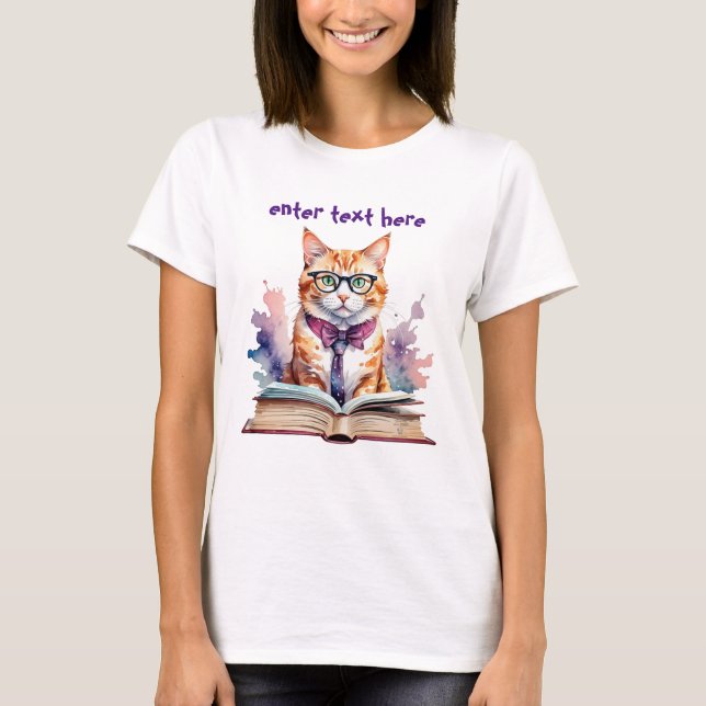 Lustigt Nerd, Geek Gift Cat-älskare T Shirt (Framsida)