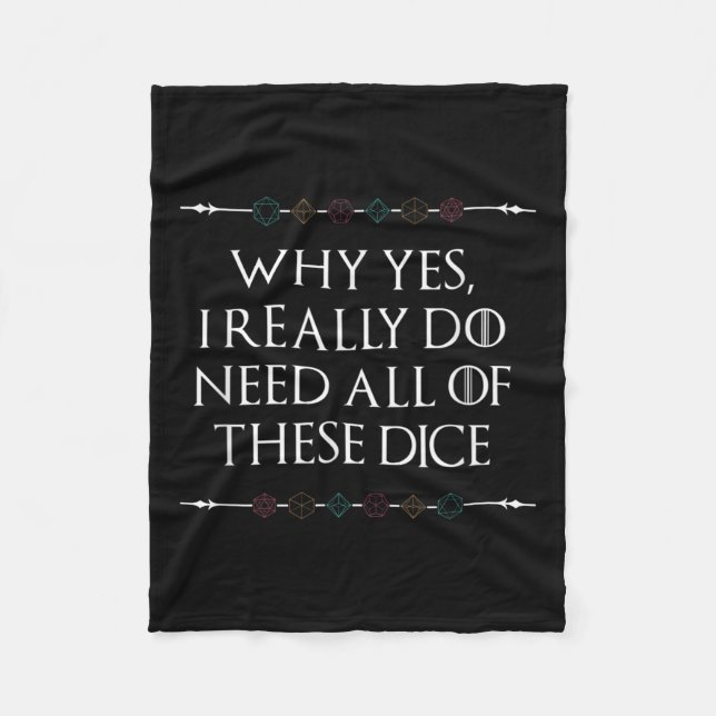 Lustigt Nerdy-spel D20 Rpg Dice med offertdiagram Fleecefilt (Framsidan)