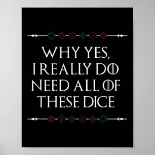 Lustigt Nerdy-spel D20 Rpg Dice med offertdiagram Poster