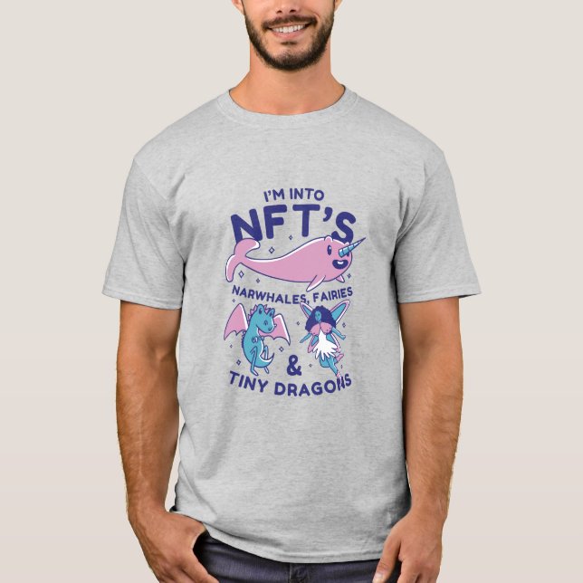 Lustigt NFTs Narwhale, Fairy, Tiny Dragons T-shirt (Framsida)