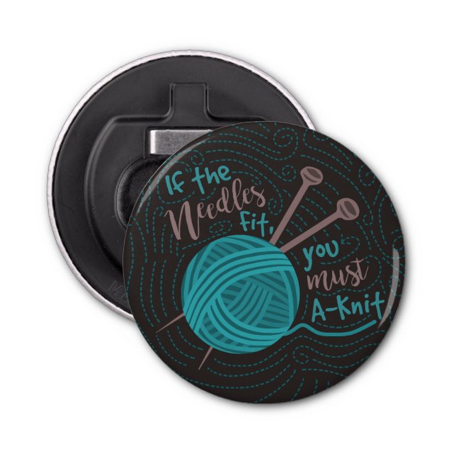 Lustigt nittering av Humor Knitters Nål Flasköppnare (Framsidan)