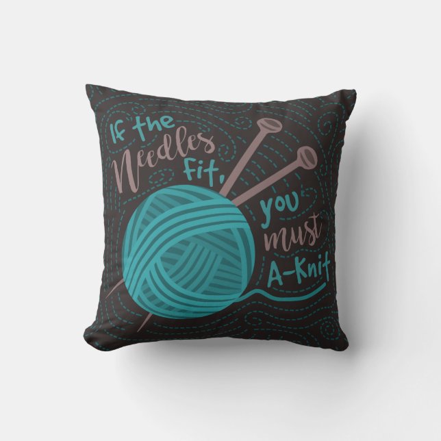 Lustigt nittering av Humor Knitters Nål Kudde (Framsida)