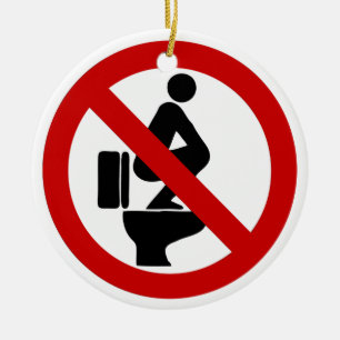 Lustigt NO Feet på sätet ⚠ thailändska skylten ⚠ Julgransprydnad Keramik