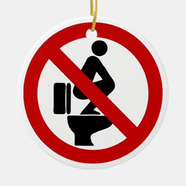 Lustigt NO Feet på sätet ⚠ thailändska skylten ⚠ Julgransprydnad Keramik (Framsidan)