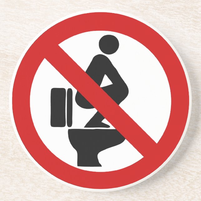 Lustigt NO Feet på sätet ⚠ thailändska skylten ⚠ Underlägg Sandsten (Framsidan)