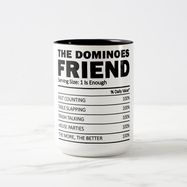 Lustigt nog domininoes Friend Nutrition Facts Två-Tonad Mugg (Center)