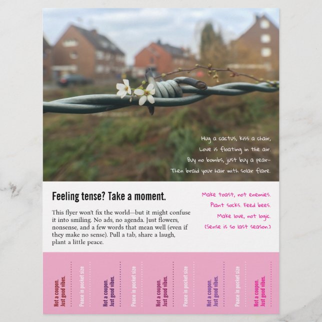 Lustigt, nonsens verse med Tear-off-tabbar Reklamblad (Framsidan)