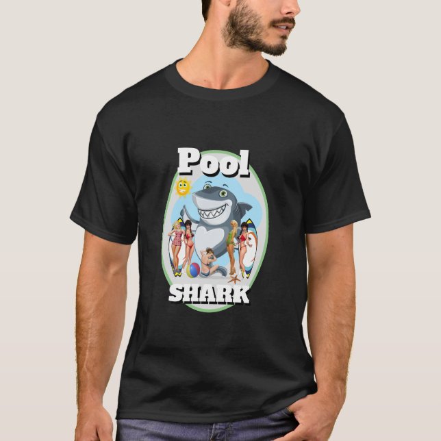 Lustigt Novelty BASSÄNG SHARK Billiards 8 Boll T Shirt (Framsida)