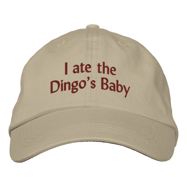 Lustigt Novelty Sports I ATE DINGO's BABY Broderad Keps (Framsida)