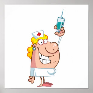 Lustigt Nurse med spruta-skott Poster