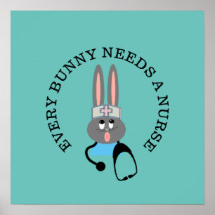 Lustigt Nurse Stethoscope Bunny Poster