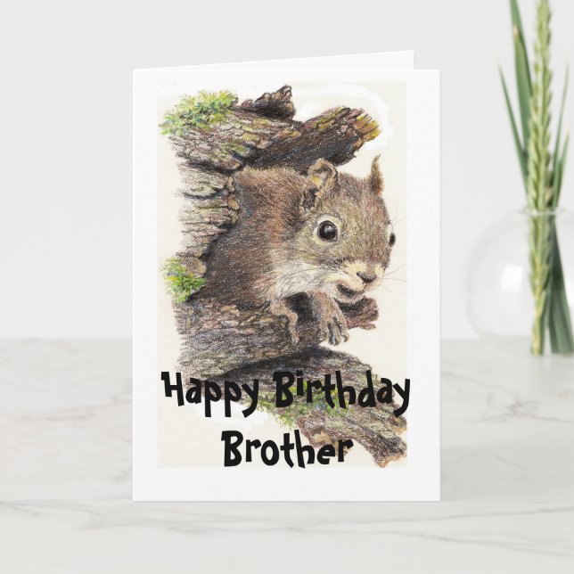 Lustigt, Nutty Brother Birthday-ekorrekort Kort (Framsida)
