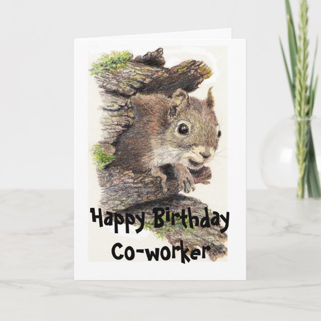 Lustigt, Nutty Co-working Birthday-ekorrekort Kort (Framsida)