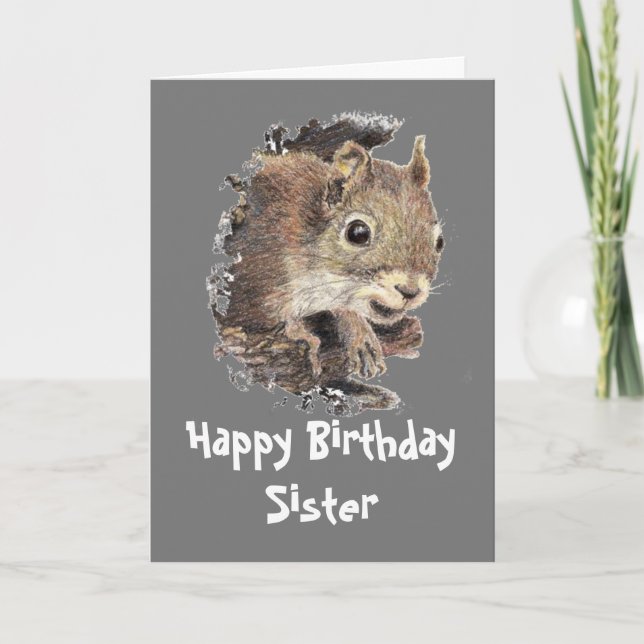 Lustigt, Nutty Sister Birthday-ekorrekort Kort (Framsida)