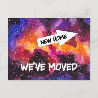 Lustigt Ny adress i Cosmic Rymden Flytta Meddelande Vykort