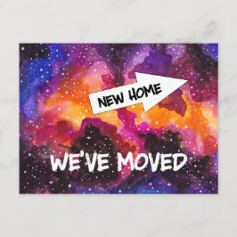 Lustigt Ny adress i Cosmic Rymden Flytta Meddelande Vykort