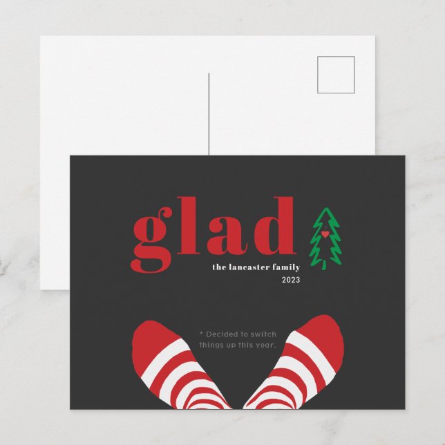 Lustigt nytt års enkelt vykort för svart Helgdag (Fram/baksida)