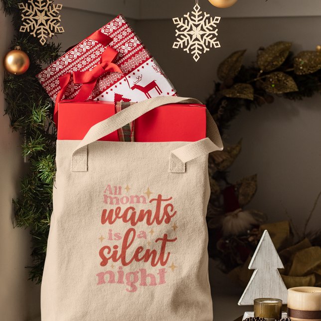 Lustigt och friskt jultomte Helgdag Silent Night M Tygkasse (Skapare uppladdad)