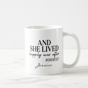 Lustigt och hon levde lyckligt efter skilsmässa kaffemugg