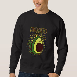 Lustigt och kute Avogato Avocado Cat Lång Ärmad Tröja