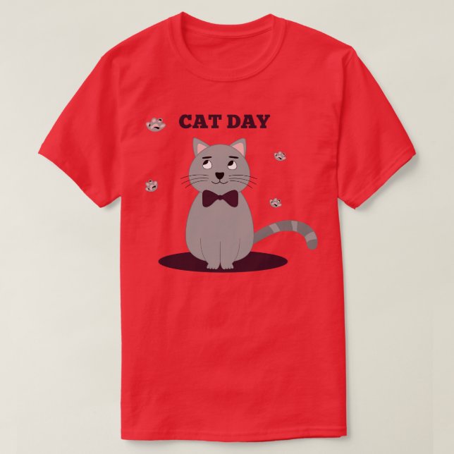 Lustigt och kute kattdag t shirt (Design framsida)