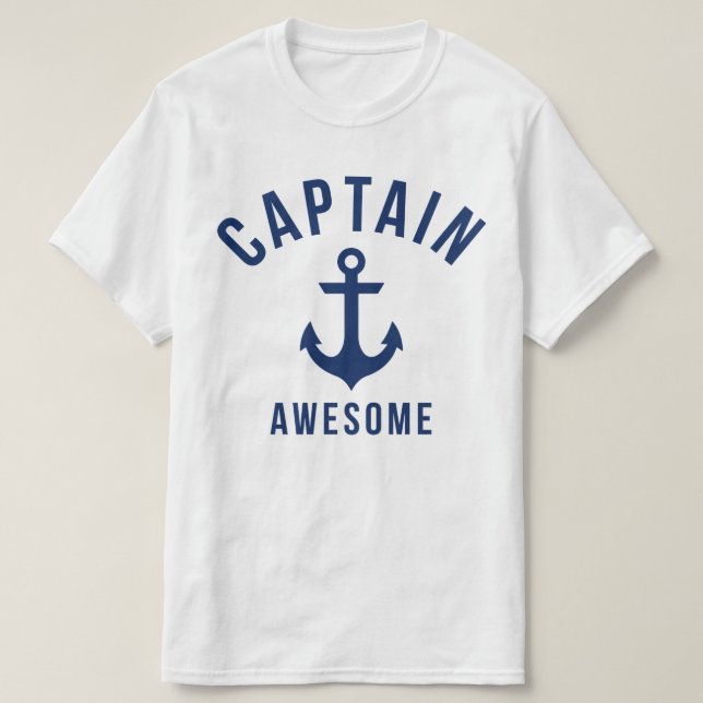 Lustigt och Superskoj Boat Kapten Shirt T Shirt (Design framsida)