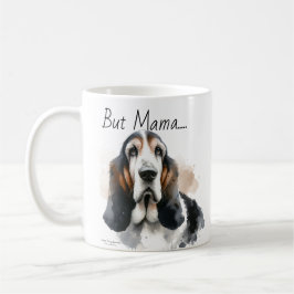 Lustigt och vit " Men Mamma". Basset Hound Kaffemugg