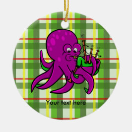 Lustigt Octopus Bagpipes Illustration Julgransprydnad Keramik