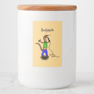 Lustigt ödsel med tecknad av mikrofon mat etikett