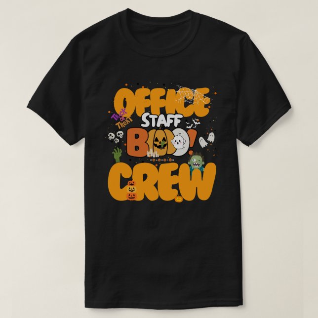 Lustigt Office Personal Boo! Crew Halloween fest T Shirt (Design framsida)