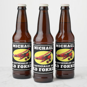 Lustigt Officiell Gammal fokker över Backe-födelse Ölflaska Etikett