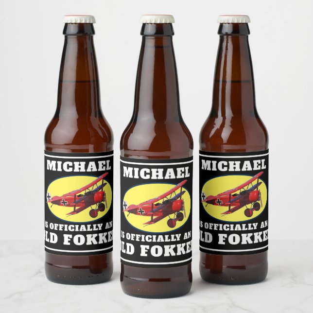 Lustigt Officiell Gammal fokker över Backe-födelse Ölflaska Etikett (Flaskor)