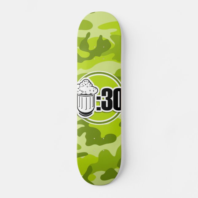 Lustigt öl: 30, ljusa gröntar, kamouflage mini skateboard bräda 18,5 cm (Framsida)