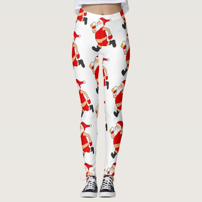 lustigt öl-tomtemjulklare leggings (Framsida)