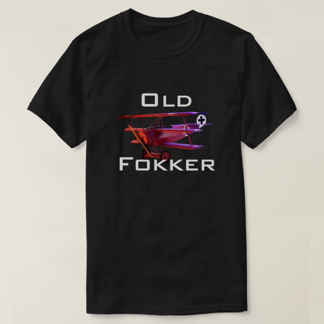 Lustigt "Old Fokker" T Shirt (Design framsida)