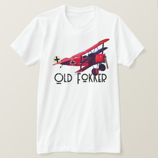 Lustigt "Old Fokker" T Shirt (Design framsida)