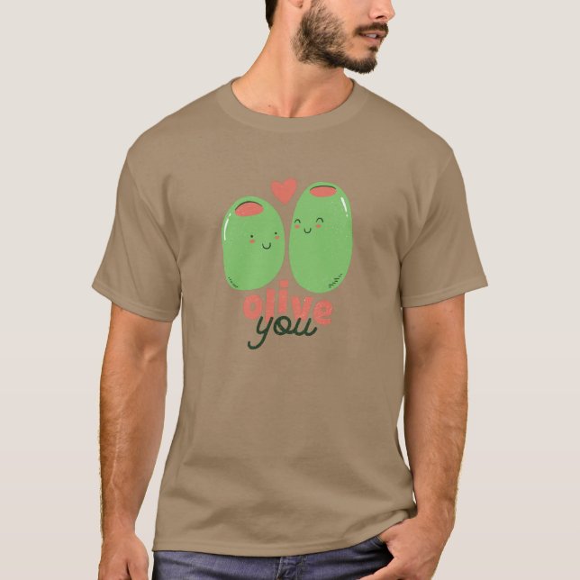 Lustigt Olive You Foodie Kärlek Graphics Ordlek T Shirt (Framsida)