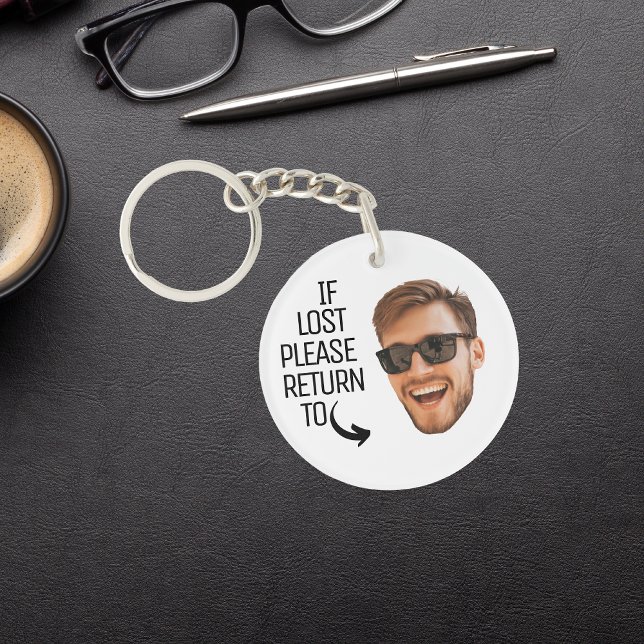 Lustigt om Borttappaden återvänder till Manar Ansi (Funny If Lost Return To Men Face Photo Keychain
)
