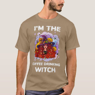 Lustigt om kaffet dricker Witch Halloween 992 T Shirt