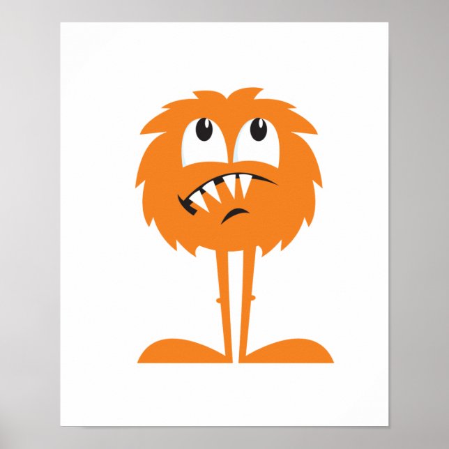 Lustigt orange hårig monster poster (Framsidan)