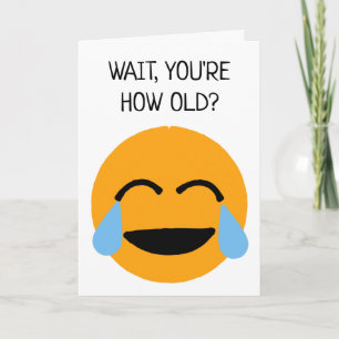 Lustigt Orange Laughing Ansikte Emoji Birthday Car Kort