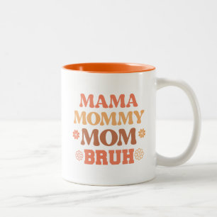 Lustigt Orange Mamma Mamma Bruh-citattecknet Mugg