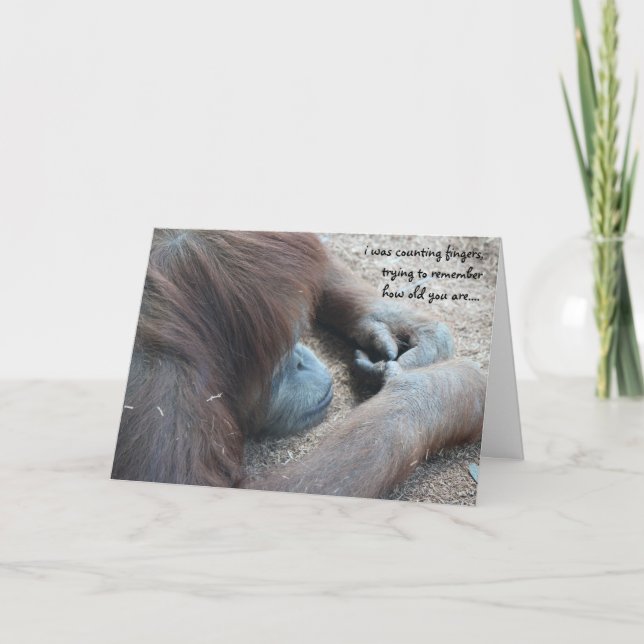 Lustigt Orangutan Birthday Card, över Backe Kort (Framsida)