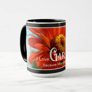 Lustigt ordspråk orange blommigt zinnia daisy mugg
