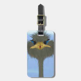 Lustigt Ostrich George och Cute Ladybug Bagagebricka