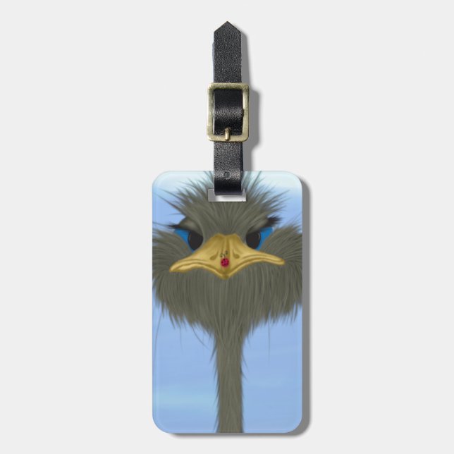 Lustigt Ostrich George och Cute Ladybug Bagagebricka (Vertikal Framsida)