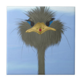 Lustigt Ostrich George och Cute Ladybug Kakelplatta