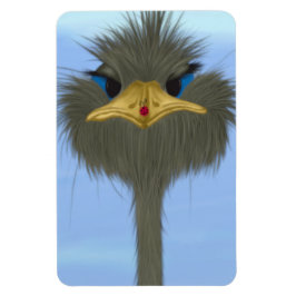 Lustigt Ostrich George och Cute Ladybug Magnet