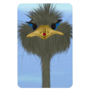 Lustigt Ostrich George och Cute Ladybug Magnet